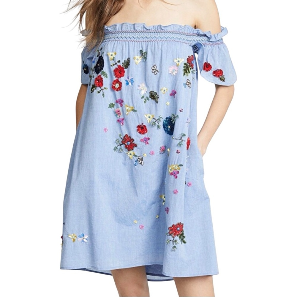 NWT Joie Blue Embroidered Floral Sundress